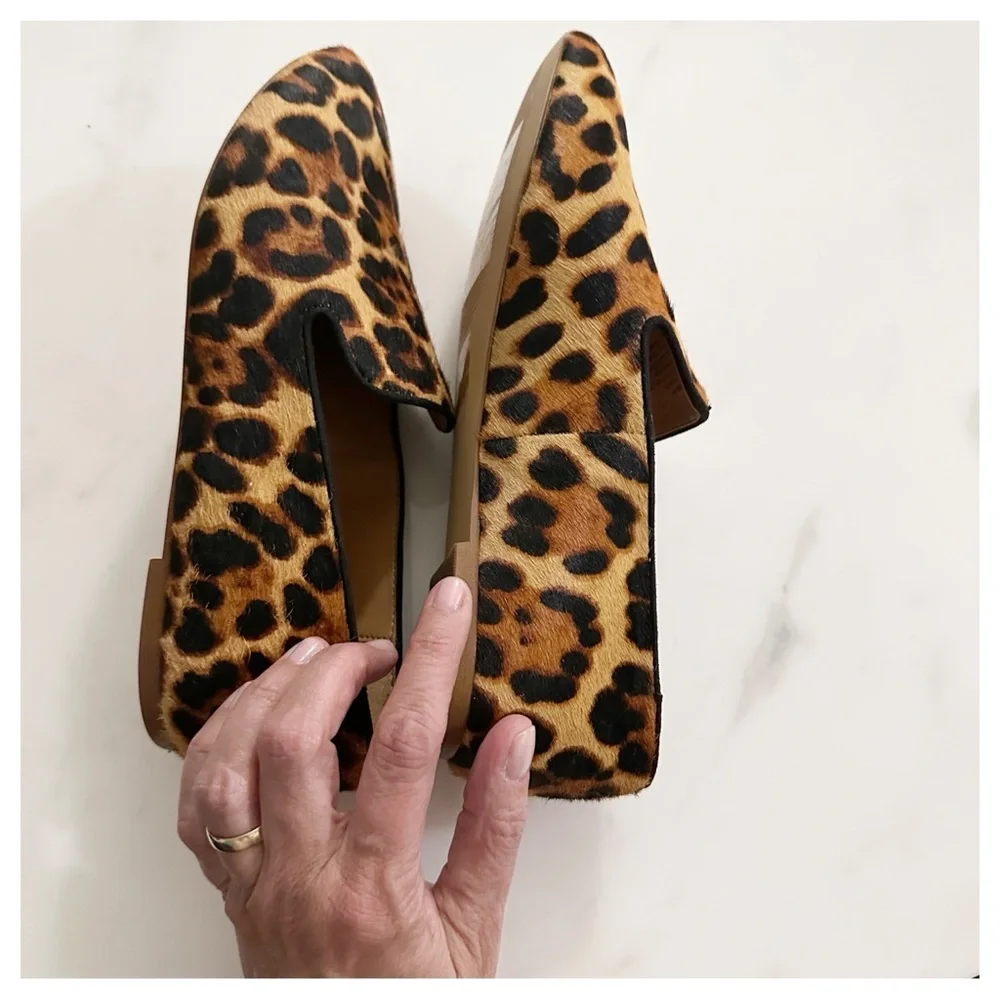 NEW J. Crew Smoking Slipper In Haircalf Flats Rich Mahogany‎ Size 7
